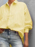 'Primrose' Striped Button Up Long Sleeve Shirt - Celes Fashion